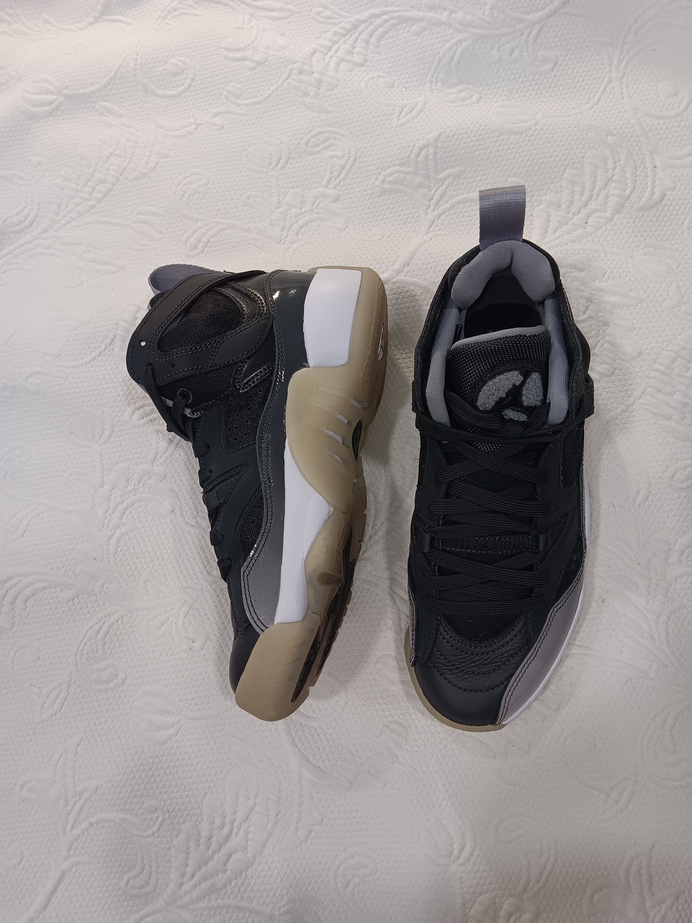Jordan High-Top Sneakers in Black, Gray and Tan